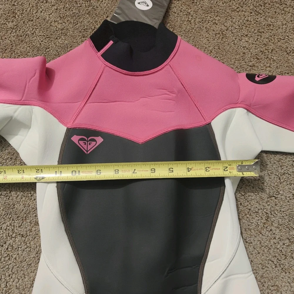 NWT Roxy Syncro Girls Size 6 Pink Grey‎ Shorty Wetsuit 2/2mm ARJW503001